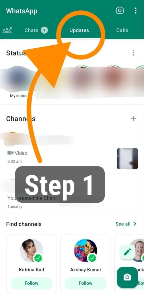 Channels tab in whatsapp 