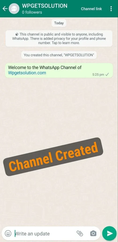 whatsapp channel created
